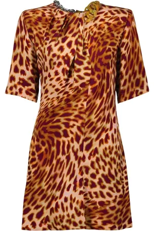 Stella McCartney Femme, Robes, Multicolore, Taille: 36 FR Robe à imprimé animalier avec détail chaîne