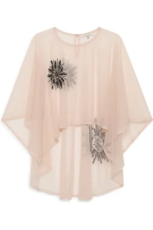Maliparmi Femme, Blouses et Chemises, Rose, Taille: ONE Size Nylon Tapioca Fleurs Cape