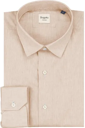 BAGUTTA Homme, Chemises, , Taille: 2XL Chemise Slim Fit en Lin et Coton, Col Italien