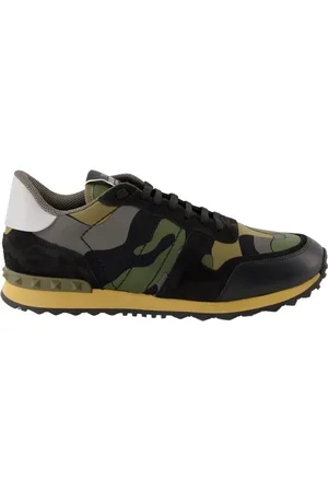 VALENTINO GARAVANI Homme, Chaussures, Multicolore, Taille: 42 1/2 EU Rockrunner Baskets Green Leather Baskets