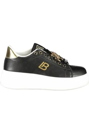 Laura Biagiotti Femme, Chaussures, Noir, Taille: 37 EU Baskets noires en matière synthétique avec strass amovibles pour femmes
