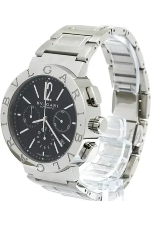 Bvlgari Homme, Pre-owned, Noir, Taille: ONE Size Pre-owned Acier inoxydable montres