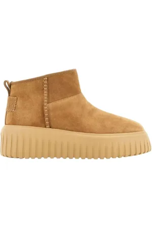 Hogan Femme, Chaussures, Brun, Taille: 40 EU Bottines Confortables en Daim Camel