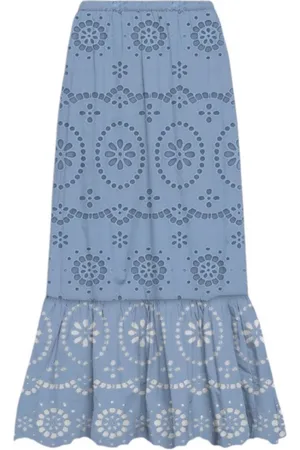 MC2 SAINT BARTH Femme, Jupes, Bleu, Taille: 38 FR Jupe à volants cheville en Sangallo