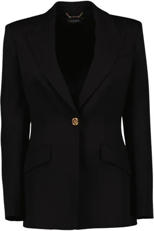 VERSACE Femme, Vestes, Noir, Taille: 36 FR Veste Blazer Classique avec Bouton Medusa