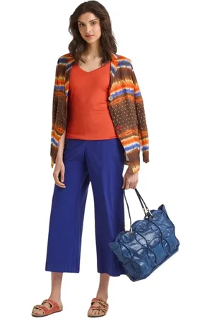 Maliparmi Femme, Pantalons, Bleu, Taille: 34 FR Pantalon en Coton Bleu
