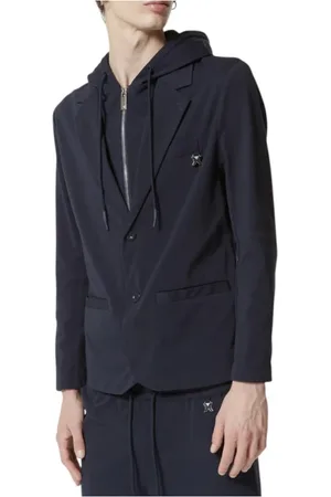 John Richmond Homme, Vestes, Bleu, Taille: XL Veste Élégante en Mélange de Coton