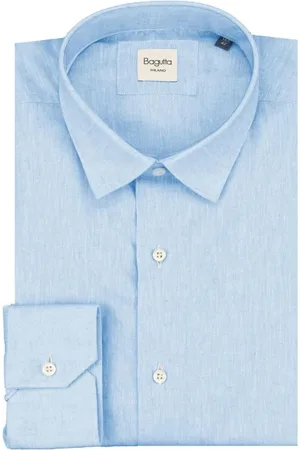 BAGUTTA Homme, Chemises, Bleu, Taille: XS Chemise Slim Fit à Col Italien