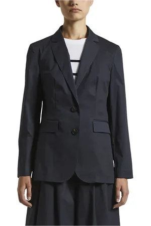 PESERICO SIGN Femme, Vestes, Bleu, Taille: 40 FR Blazer croisé en satin de coton stretch
