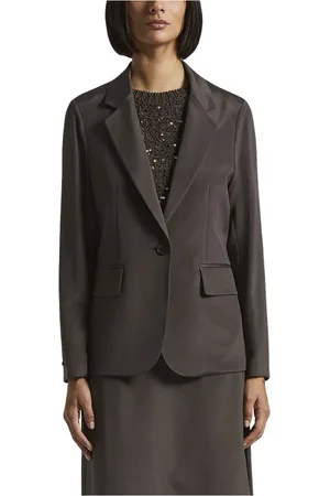PESERICO SIGN Femme, Vestes, Brun, Taille: 40 FR Blazer croisé en crêpe de chine