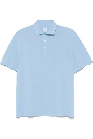 FEDELI Homme, Tops, Bleu, Taille: XL Polo Bleu en Coton avec Boutons