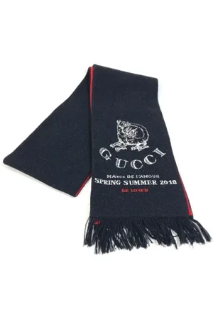 Gucci Femme, Pre-owned, Noir, Taille: ONE Size Pre-owned Laine foulards