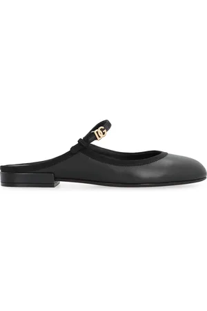 Dolce & Gabbana Femme, Chaussures, Noir, Taille: 37 EU Mules en cuir ajustables avec bout rond