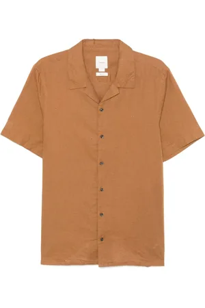 Calvin Klein Homme, Chemises, Brun, Taille: XL T-shirt Col Camp Cognac Marron