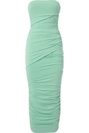 Andamane Femme, Robes, Vert, Taille: 38 FR Robe Midi Sans Manches Plissée Menthe