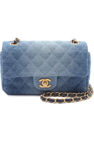 CHANEL Femme, Pre-owned, Bleu, Taille: ONE Size Pre-owned Denim sacs-ports-paule