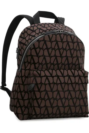 VALENTINO GARAVANI Homme, Sacs, Brun, Taille: ONE Size Sac à Dos en Toile Iconographe avec Détails en Cuir