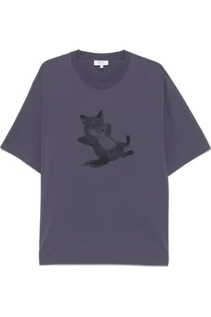 Maison Kitsuné Homme, Tops, Bleu, Taille: M Indigo Crew Neck T-shirt