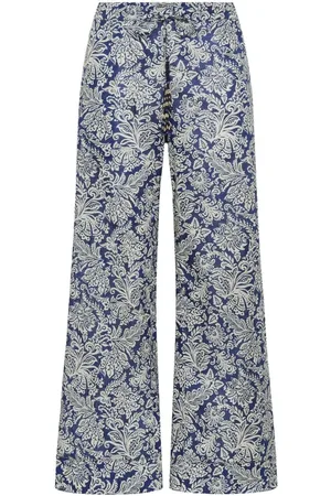 Maliparmi Femme, Pantalons, Bleu, Taille: 42 FR Pantalon en coton floral