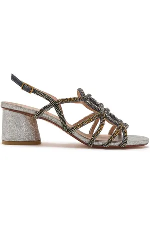 Maliparmi Femme, Chaussures, Gris, Taille: 41 EU Sandalie Brodée Ombrée Argent Multicolore