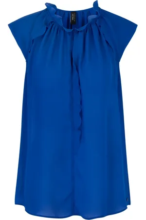 Marc Cain Femme, Blouses et Chemises, Bleu, Taille: 38 FR Haut sans manches 