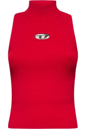 Diesel Femme, Tops, Rouge, Taille: 36 FR Haut Rouge à Col Haut Sans Manches