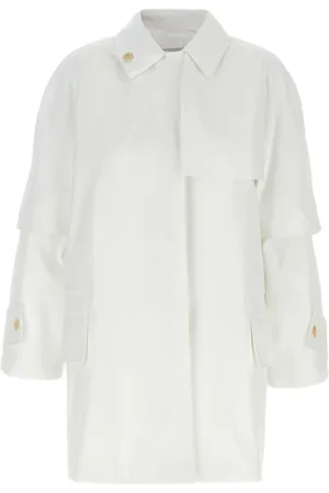 Max Mara Femme, Manteaux, Blanc, Taille: 36 FR Trench Baba élégant pour femmes