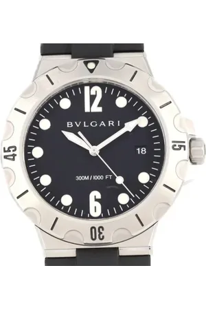 Bvlgari Homme, Pre-owned, Noir, Taille: ONE Size Pre-owned Acier inoxydable montres