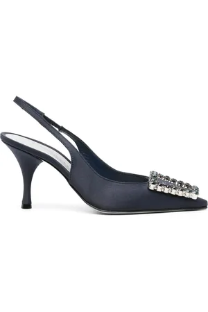 ROBERTO FESTA Femme, Chaussures, Bleu, Taille: 40 EU Escarpins Slingback en Satin Bleu Marine