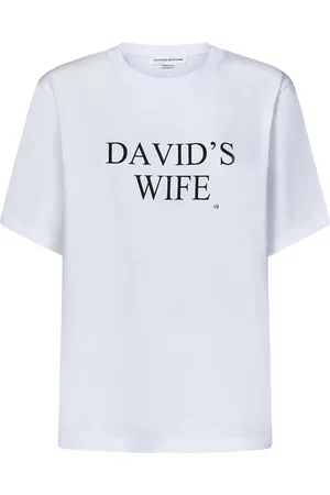 Victoria Beckham Femme, Tops, Blanc, Taille: 42 FR T-shirt Blanc avec Slogan 