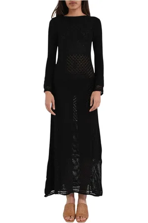 AKEP Femme, Robes, Noir, Taille: 36 FR Robe longue en tricot de dentelle avec