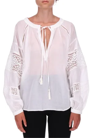 ERMANNO SCERVINO Femme, Blouses et Chemises, Blanc, Taille: 38 FR Chemisier Blanc en Coton avec Détails au Crochet