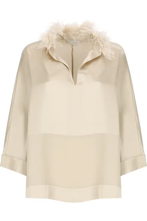 ANTONELLI Femme, Blouses et Chemises, , Taille: 40 FR T-shirt en Soie avec Col en Plumes
