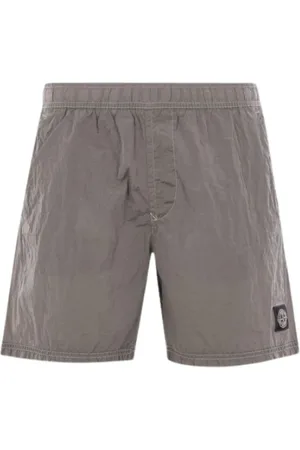 Stone Island Homme, Maillots de bain, Gris, Taille: M Shorts de Bain en Nylon Gris avec Logo