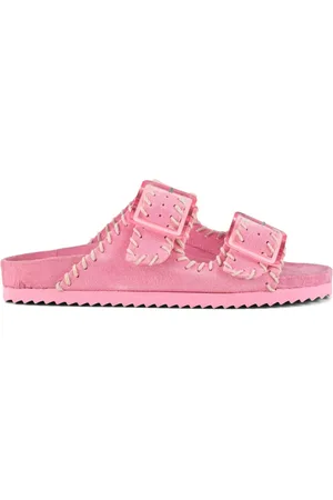 Colors of California Femme, Chaussures, Rose, Taille: 36 EU Sandales Rose en Daim avec Double Boucle