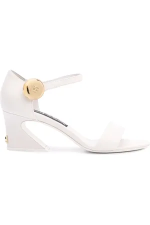 Dolce & Gabbana Femme, Chaussures, Blanc, Taille: 36 EU Escarpin blanc en cuir de veau avec logo en métal pour femme