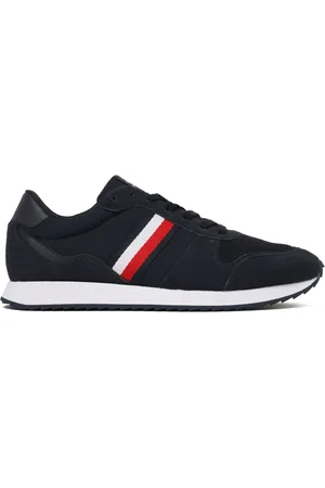 Tommy Hilfiger Homme, Chaussures, Noir, Taille: 48 EU Baskets Runner Bleues avec Logo Imprimé