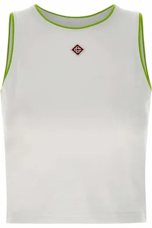 Casablanca Femme, Tops, Blanc, Taille: 40 FR Débardeur Bébé Blanc avec Profils de Citron Vert
