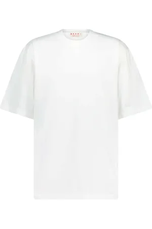 Marni Homme, Tops, Blanc, Taille: M T-shirt oversize avec logo brodé