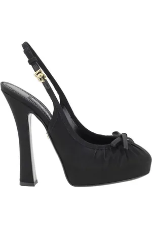 Dolce & Gabbana Femme, Chaussures, Noir, Taille: 36 1/2 EU Satin Bow Slingback Escarpins