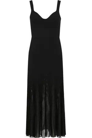 ULLA JOHNSON Femme, Robes, Noir, Taille: 42 FR Robe Midi Élégante avec Rayures Transparentes