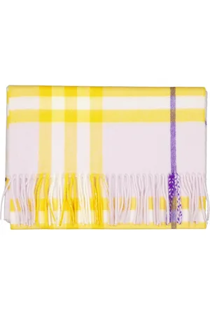 Burberry Unisex, Accessoires, Multicolore, Taille: ONE Size Écharpe en Cachemire à Carreaux Frangée