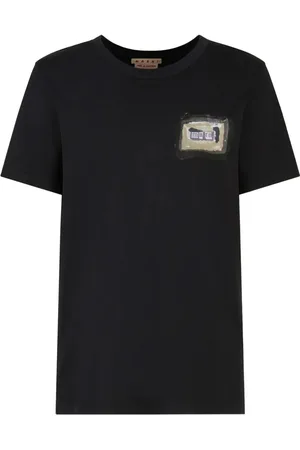 Marni Homme, Tops, Noir, Taille: L T-shirt noir avec impression artistique