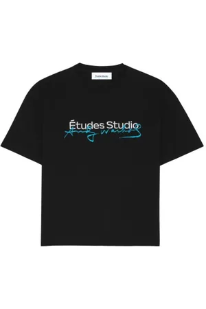 Etudes Homme, Tops, Noir, Taille: L T-shirt Noir avec Logo Imprimé Oversize
