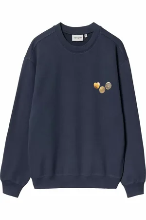 Carhartt Homme, Sweatshirts et sweats à capuche, Bleu, Taille: S Sweat Bleu à Boutons Imprimé Graphique