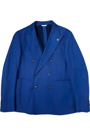 Manuel Ritz Homme, Vestes, Bleu, Taille: M Veste en Coton Bleu à Motif Nid d