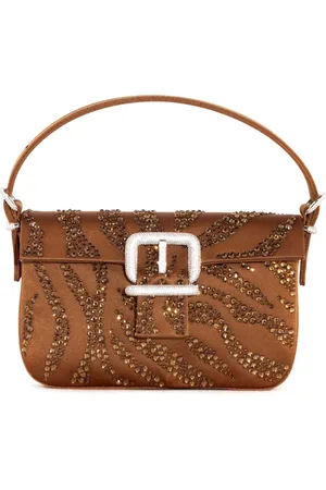 GEDEBE Femme, Sacs, Brun, Taille: ONE Size Sac en Satin Marron Cristal Ramages