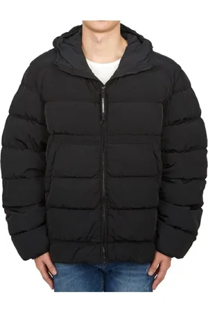 C.P. Company Homme, Vestes, Noir, Taille: M Doudoune Noire en Nylon avec Capuche