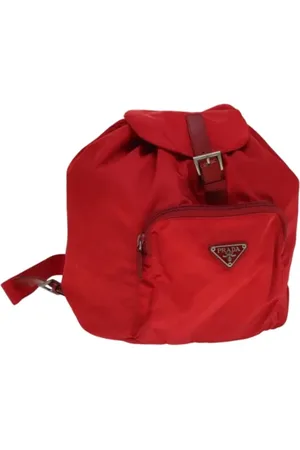 Prada Femme, Pre-owned, Rouge, Taille: ONE Size Pre-owned Nylon sacs-dos