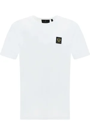 Belstaff Homme, Tops, Blanc, Taille: M T-shirt en coton avec patch monogramme